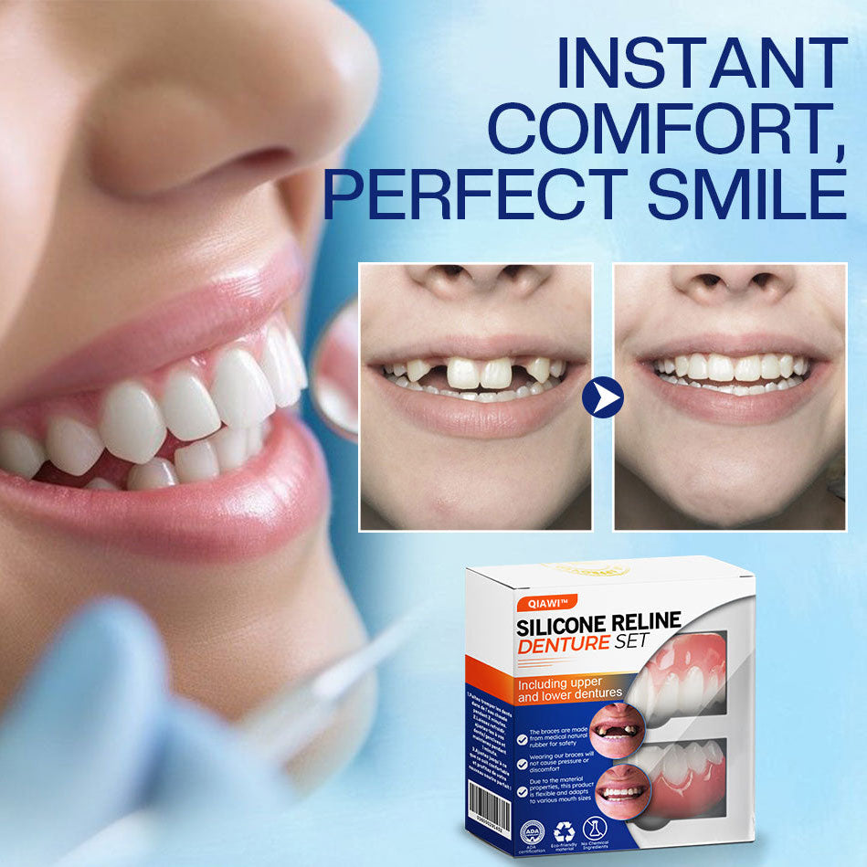 QIAWI™ Silicone Reline Denture Set (ADA Certified) 🩷