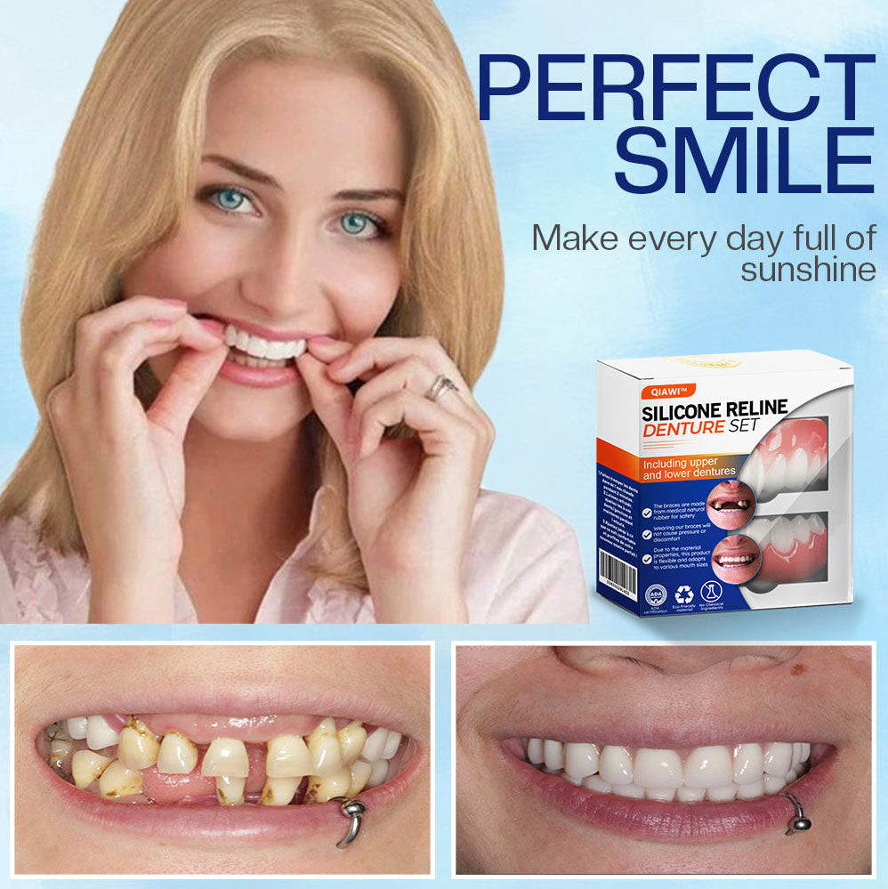 QIAWI™ Silicone Reline Denture Set (ADA Certified) 🩷