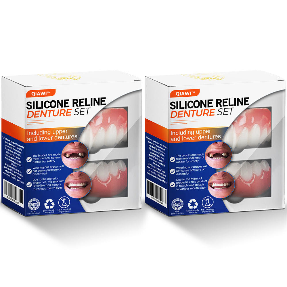 QIAWI™ Silicone Reline Denture Set (ADA Certified) 🩷