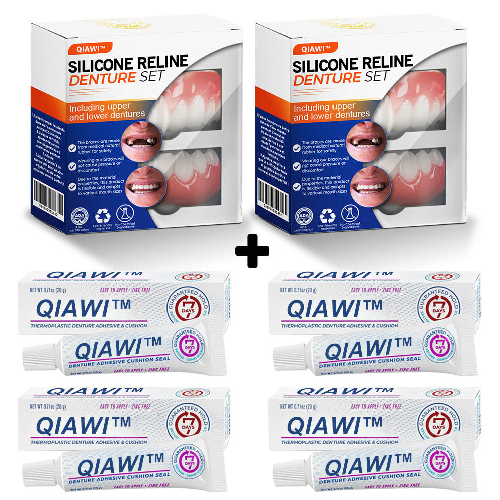 QIAWI™ Silicone Reline Denture Set (ADA Certified) 🩷