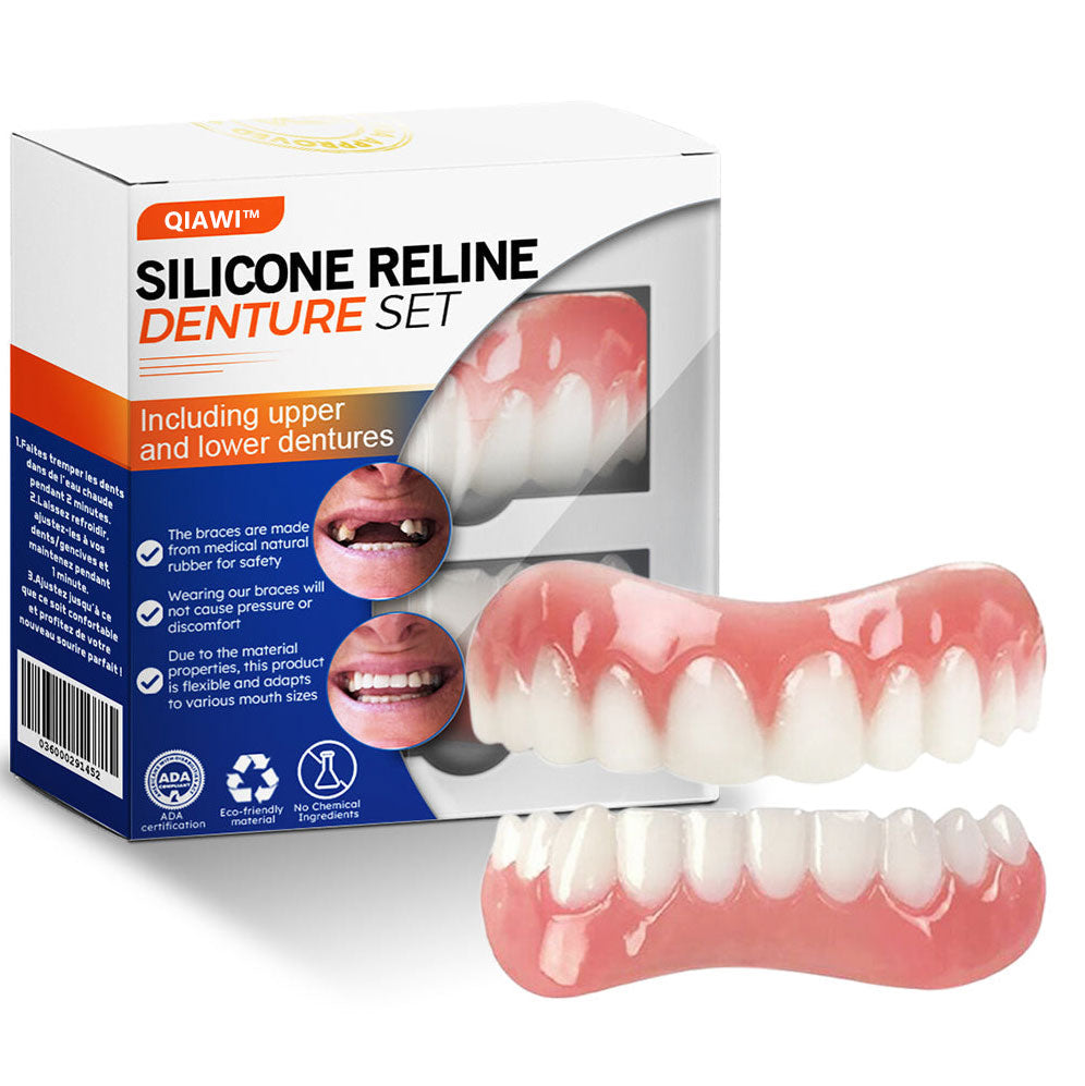 QIAWI™ Silicone Reline Denture Set (ADA Certified) 🩷
