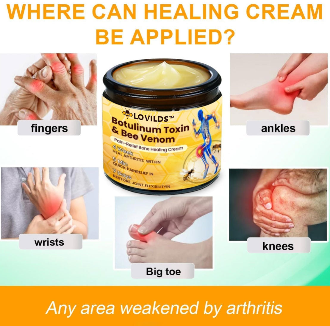 LOVILDS™ Botulinum Toxin & Bee Venom Pain-Relief Bone Healing Cream (7️⃣Day Quick Results)