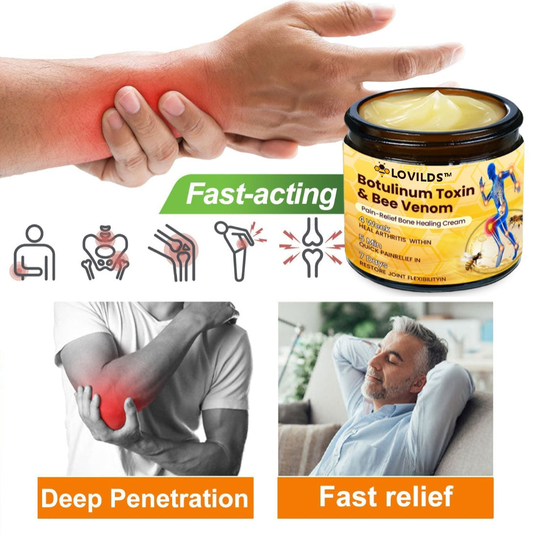 LOVILDS™ Botulinum Toxin & Bee Venom Pain-Relief Bone Healing Cream (7️⃣Day Quick Results)