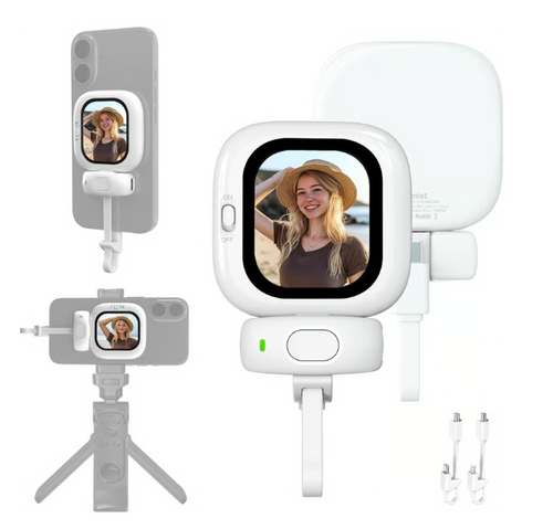 Vlogmate Mini Vlog Selfie Monitor Screen for iPhone, Wired Back Camera Monitor with Bluetooth Remote