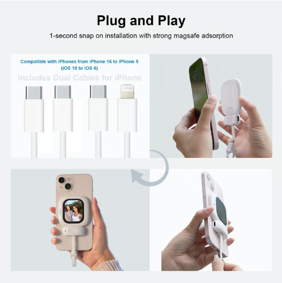 Vlogmate Mini Vlog Selfie Monitor Screen for iPhone, Wired Back Camera Monitor with Bluetooth Remote