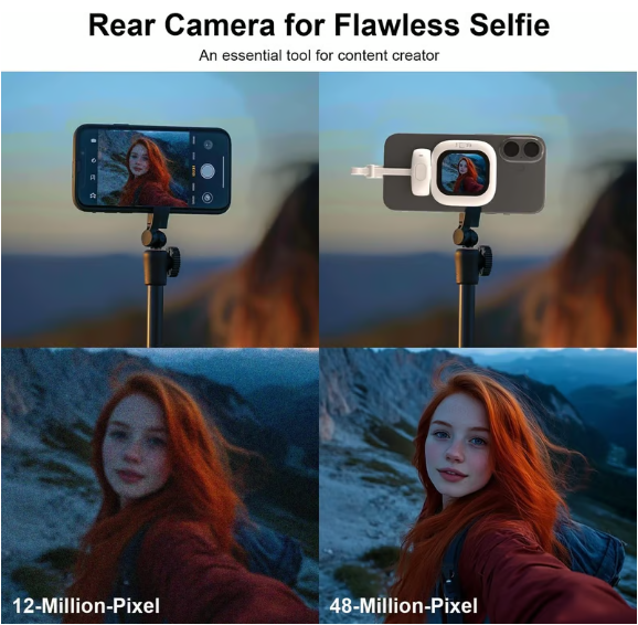 Vlogmate Mini Vlog Selfie Monitor Screen for iPhone, Wired Back Camera Monitor with Bluetooth Remote