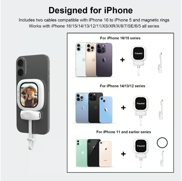 Vlogmate Mini Vlog Selfie Monitor Screen for iPhone, Wired Back Camera Monitor with Bluetooth Remote