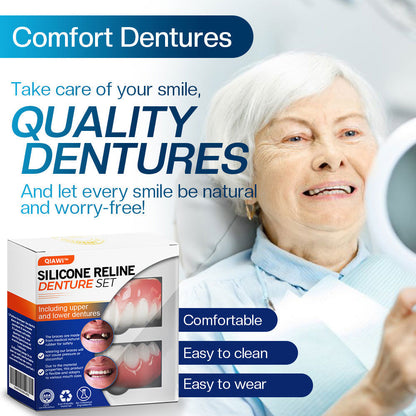 QIAWI™ Silicone Reline Denture Set (ADA Certified) 🩷
